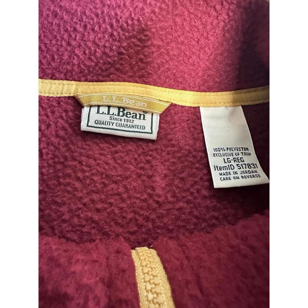 LL Bean LL Sweater Fleece Sherpa Hybrid Pullover L 1/4 Zip Red Green Colorblock - Picture 3 of 5